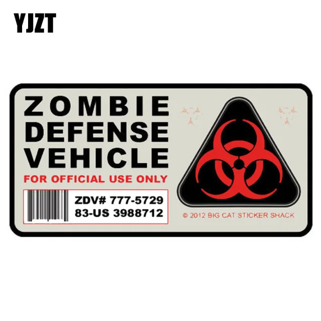 Best Offers YJZT 12.7CM*6.5CM Amusing Zombie Defense Vehicle Car Sticker Car Window Decal Motorcycle Parts C1-7466