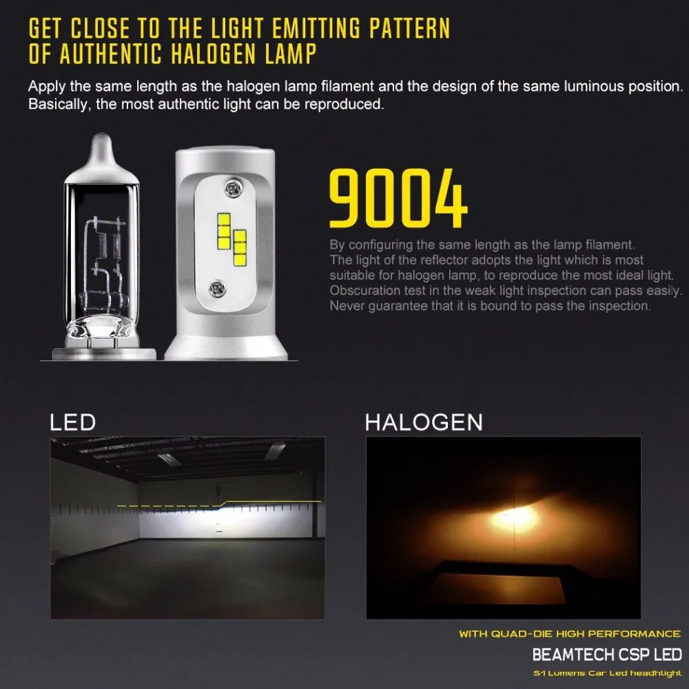 Ceny 9004 9007 HB1 HB5 LED żarówki reflektorów samochodu Hi Lo Beam 8000Lm 6500 K 12 V 50 W samochodów LED reflektory żarówki Auto światła przeciwmgielne szef lampy