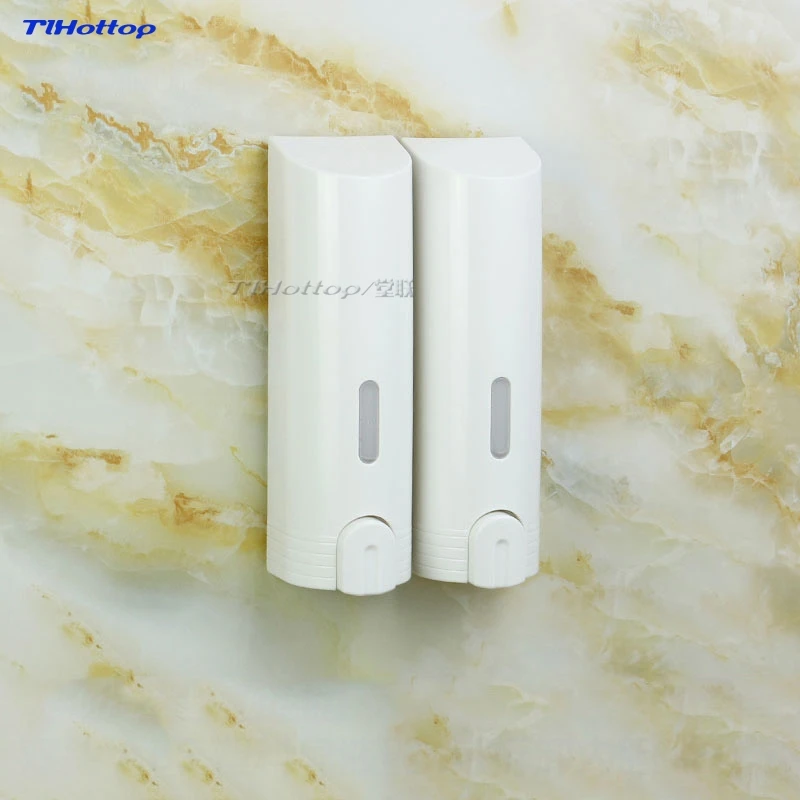 

Double Soap Dispenser Wall Mount Shower Bath Shampoo Dispenser Soap Lotion Dispenser Container Washroom White Color