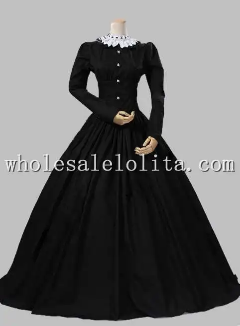 

Victorian Gothic Black Dress Gown Reenactment Theatre Costume Party Dress