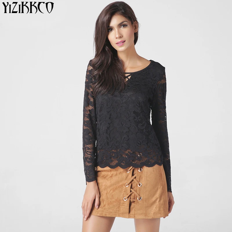 2017 Spring Summer Women T Shirt New Fashion Lace Hollow Out T Shirts O