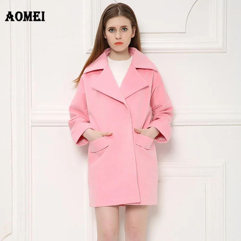 Женское шерстяное пальто, розовое, высокое качество, зимняя куртка, Лолита, для девочек, шерстяное, длинное, кашемировое пальто, кардиган, пальто, элегантная одежда