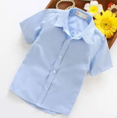 Детские вечерние рубашки модные синие и белые рубашки в стиле английских мальчиков, рубашка с бантом и короткими рукавами одежда для выступлений - Цвет: 5