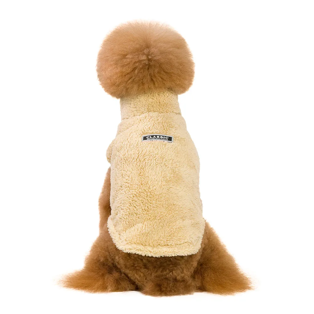 Pet Высокий воротник посаженный хлопок бархат куртка на молнии мягкий толстый флис для собак Одежда для собак Mascotas Аксессуары комбинезон для щенка - Цвет: Khaki
