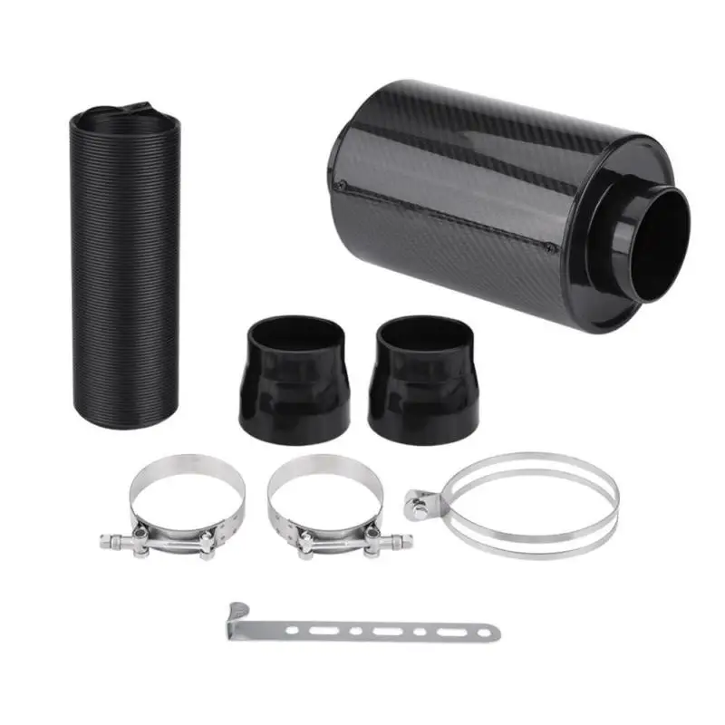 

3" 76mm Car Air Filter Box Carbon Fiber Induction Ram Cold Air Intake System