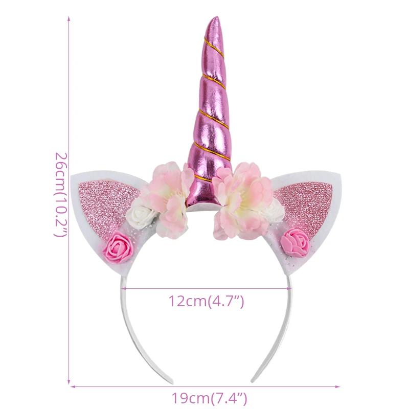 Вечерние украшения в виде единорога для первого дня рождения, украшения на день рождения для девочек, повязка на голову в виде единорога с поясом, сатиновые вечерние сувениры для малышей - Цвет: Pink