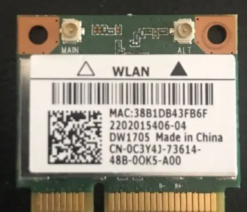 Bluetooth 4.0 Half-Height Mini-PCI Express Card Dell Wireless DW1705 WLAN WiFi 802.11 b//g//n C3Y4J