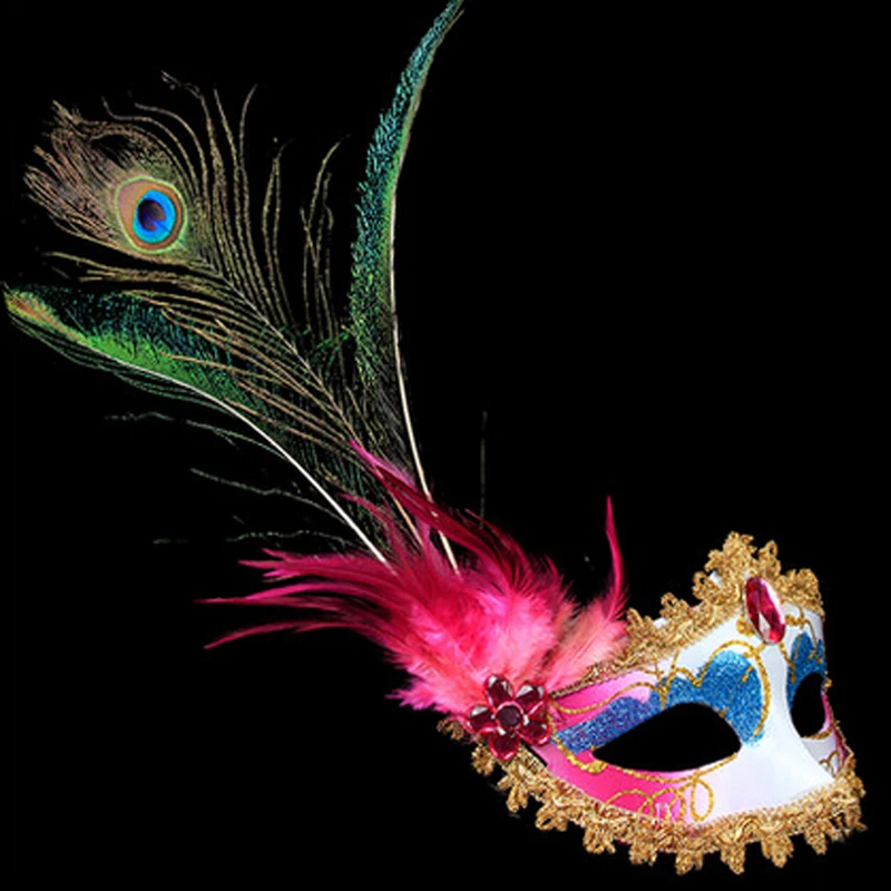 

Peacock Feather Plume Mask Party Ball Masquerade Masks Italian Princess of Venice Mask Woman Lady Chriatmas Wedding Decoration
