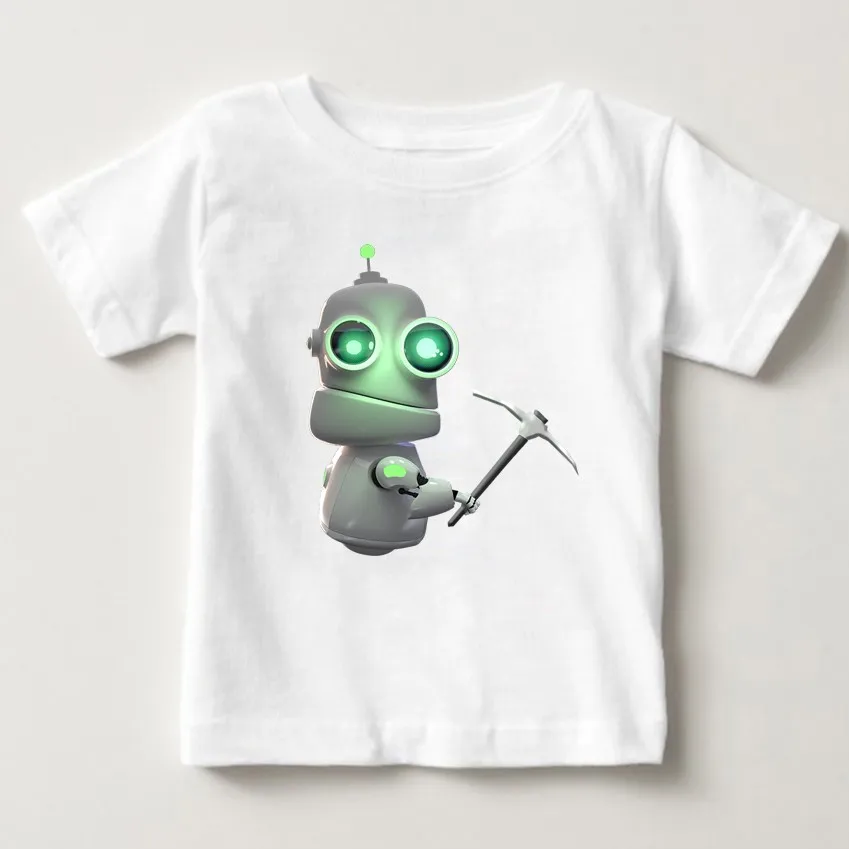 White childreT-shirt Модные футболки с героями мультфильмов для мальчиков и девочек, детские белые хлопковые футболки, детские летние топы с принтом робота, одежда, shrt Comic футболка с роботом MJ - Цвет: White childreT-shirt