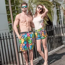 Быстросохнущая Пляжные шорты Для мужчин Для женщин печатных пару Плавание носить эластичный Плавание Мужские Шорты для купания летние пляжные Плавание ming трусы Для мужчин Плавание шорты