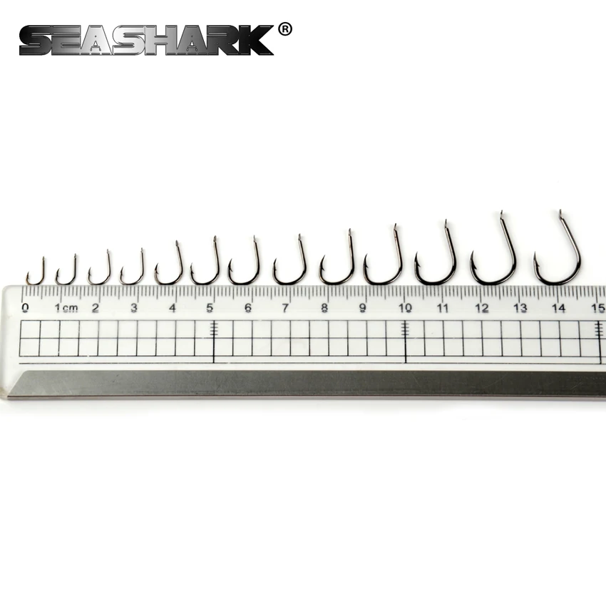 

Promotion ! SEASHARK wholesale 100pcs/lot black High carbon Steel Fishing Hooks water fresh water fishhook with line 10psc/lot