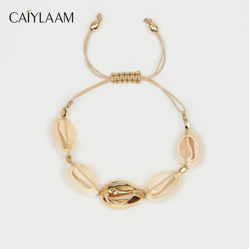 

CAIYLAAM Beach Jewelry Natural Shell Bracelets for ladies Trendy Jewelry Rope Chain Bracelets Gold Color Jewelry Accessories