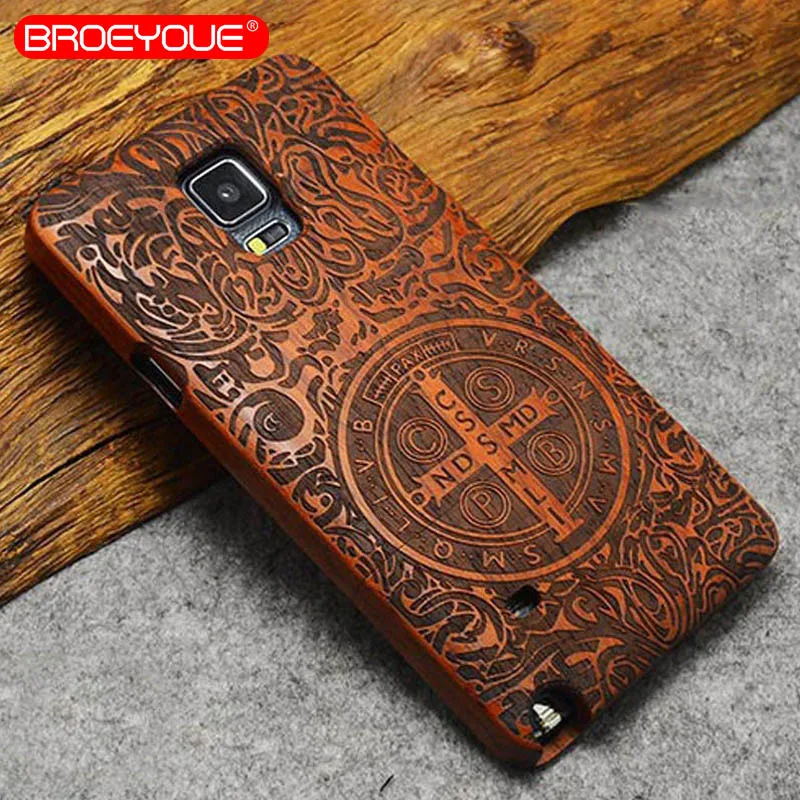 

BROEYOUE For Samsung Galaxy S5 S6 S7 S8 S9 Edge Plus 100% Retro Nature Wood Case For Samsung S9 Plus Wooden Bamboo Carving Cases