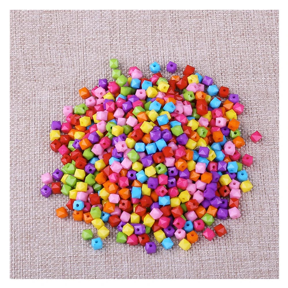 MultiColor Acrylic Cut Faceted Square Shape Hole Bead 430pcs/Lot Wholesale Bright European Hama