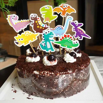 

9 pcs/Set Popular DIY Cake Flag Cartoon Dinosaur Cake Wrapper Cake For Kids Toy And Gift