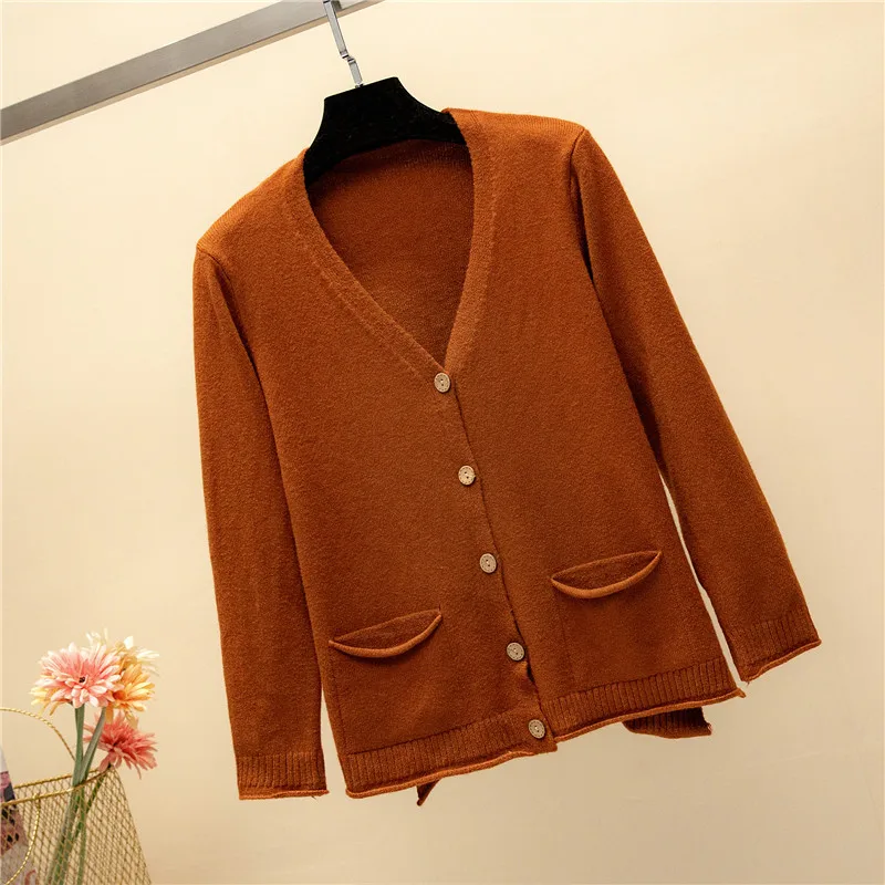 2018 New Fashion Spring Autumn Women Cardigan Sweaters Long sleeve Single-breasted V-neck stitching Solid Knitted Top Clothing (25)