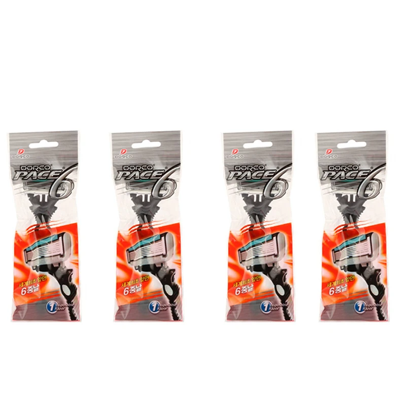 

New Pro 4pcs/lot DORCO Pace 6 Sharp Razor Blades For Men Shaver Razors Mens Personal Disposable Shaving Safety Razor Blades