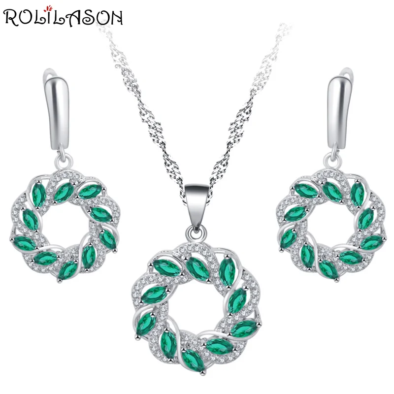 ROLILASON высококачественные Кристальные серьги/ожерелье/кулон/Рождественский