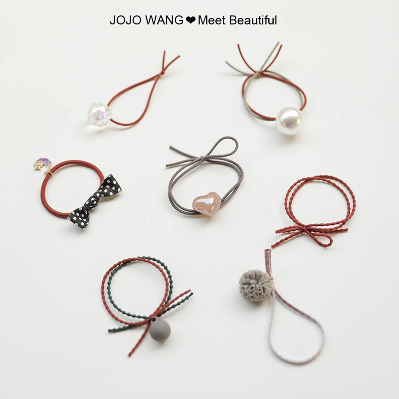 Korean Kawaii 7 Pcs A Pack Classic Fashion Head Rope Pearl Elastic Hair Bands Simple Colorful Rubber Band Multicolor Hair Ring Korean Kawaii 7 Pcs A Pack Classic Fashion Head Rope Pearl Elastic Hair Bands Simple Colorful Rubber Band Multicolor Hair Ring