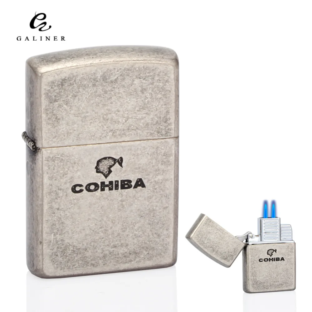 COHIBA Windproof Jet Flame Cigarette Lighter Refillable Torch Cigarette