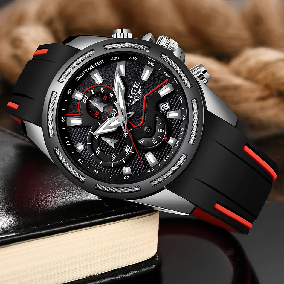 Relogio Masculino LIGE мужские часы модные водонепроницаемые с силиконовым ремешком Мужские кварцевые часы с хронографом мужские повседневные спортивные часы с датой