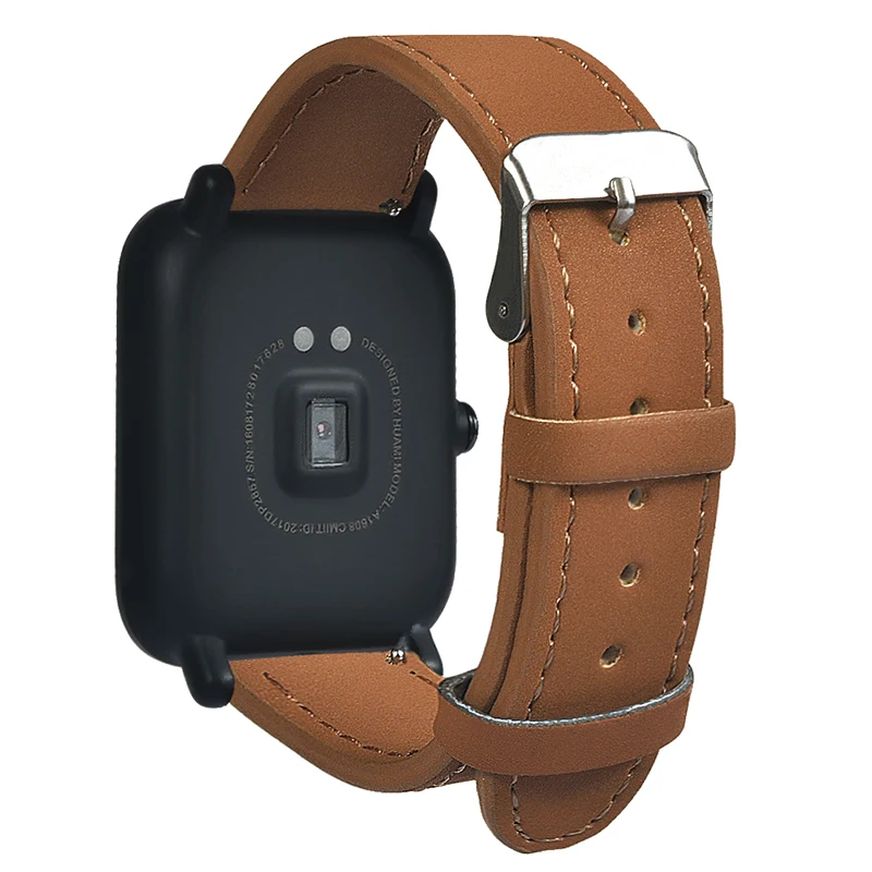 20 мм кожаный ремешок для Amazfit ремешок Bip для samsung galaxy watch 42 мм Сменные аксессуары браслет ремешок для часов