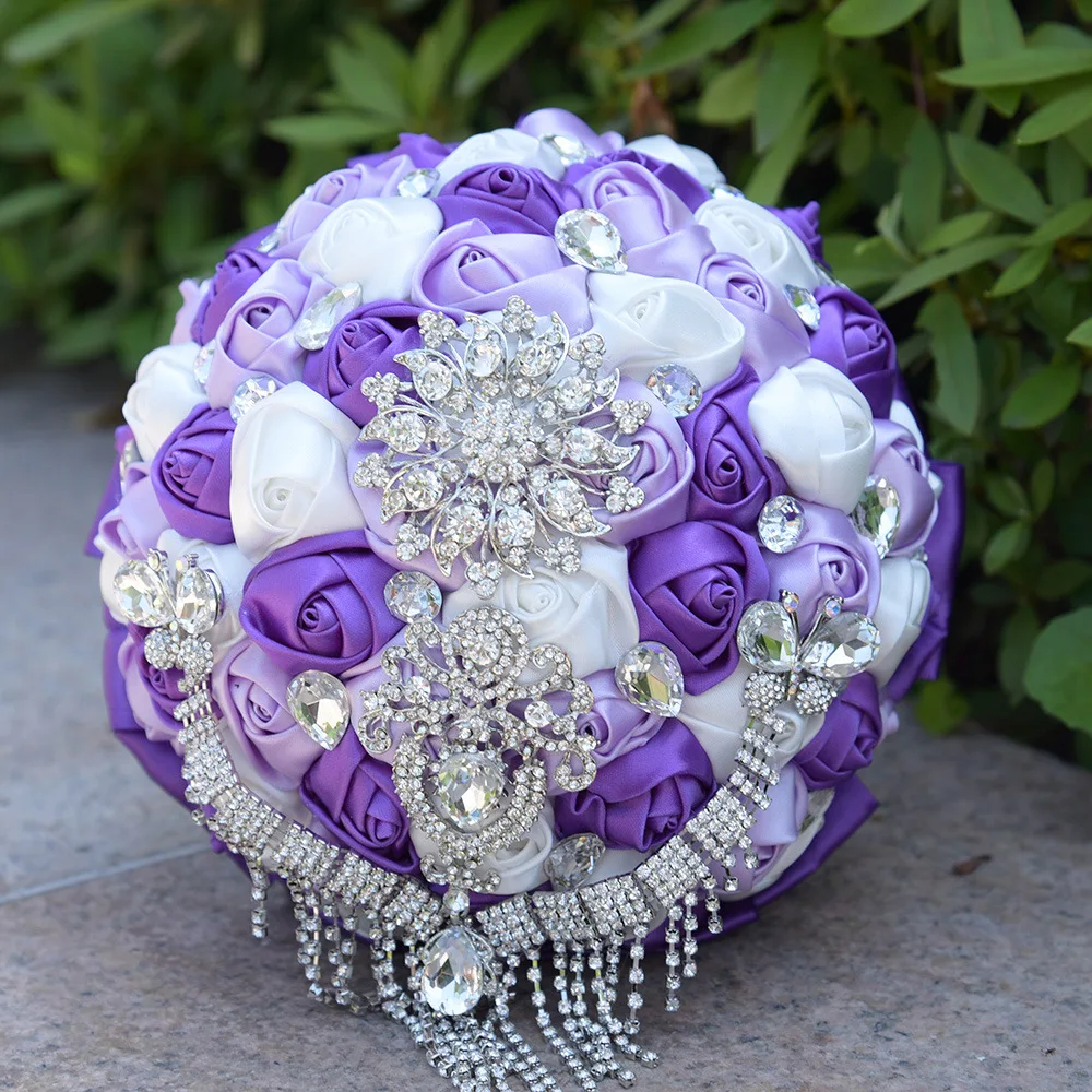 Новый дизайн розы ручной работы свадебные букеты подружки невесты ручной работы букет ручной работы брошь с кристаллами