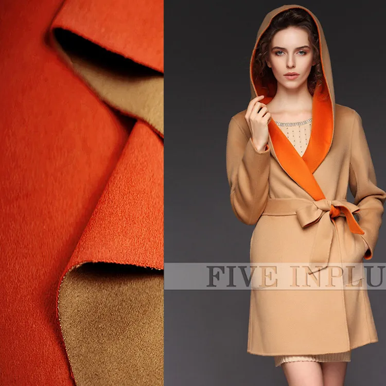 High end export cashmere fabric two color coat wool fabric thickened double sided cashmere