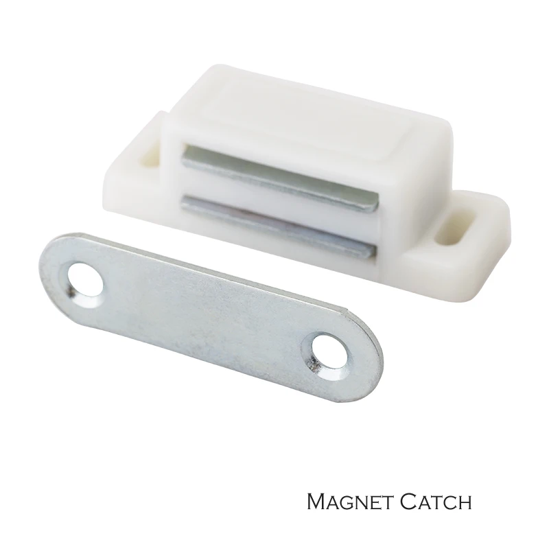 Pestillo magnético para puerta de armario, cierre de plástico blanco, fuerte imán potente