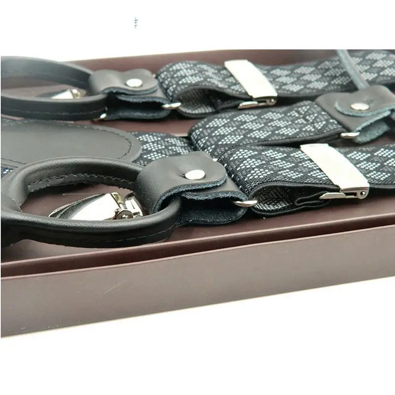 Yienws подтяжки для Для мужчин Weastern брюки бандажа ремень в черный горошек кожа Suspensorio 125 см Tirantes Hombre YiA021