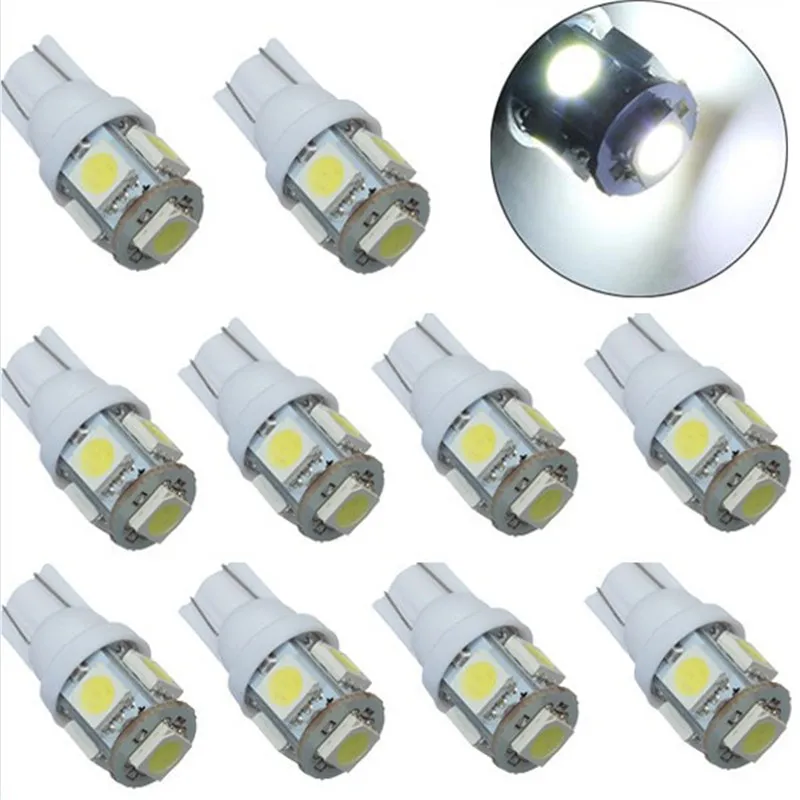 

10pcs LED Car Light T10 194 168 W5W 5050 SMD 5 LED Car Interior Reading Light Lamp Wedge Light Side Bulbs Car Lighting