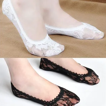 

Jeseca Sexy Lace Women‘s’ Socks Summer Invisible Low Cut Boat Sock for Woman Female Silicone Non-slip No Show Sock Short Sock