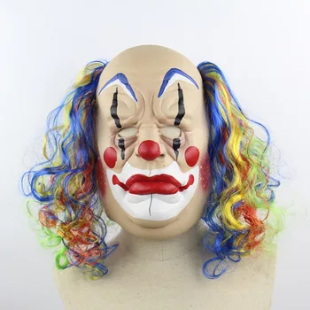 

1PCS Realistic Latex scary Clown Mask Male Disguise Halloween Fancy Dress Head Rubber Adult Party Masks Masquerade Cosplay Props