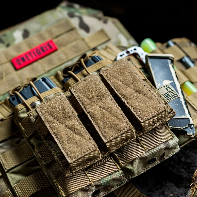 OneTigris Tactical Triple Pistol Magazine Pouch 9mm 40 S&W 45 ACP Mag Pouch For GLOCK M1911 92F 40mm grenades etc.