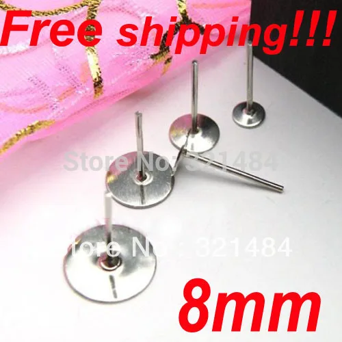 

Wholesale 1000pcs With 8mm Gule Pad For Cabochon Dull Silver Plated Earring Post Findings Accessories