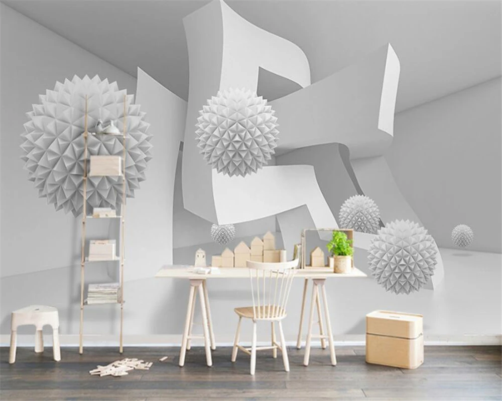 

Beibehang Modern Cafe Hotel Background Decoration Wallpaper 3D Ball Abstract Architecture Space Modern Photo 3d Wallpaper behang