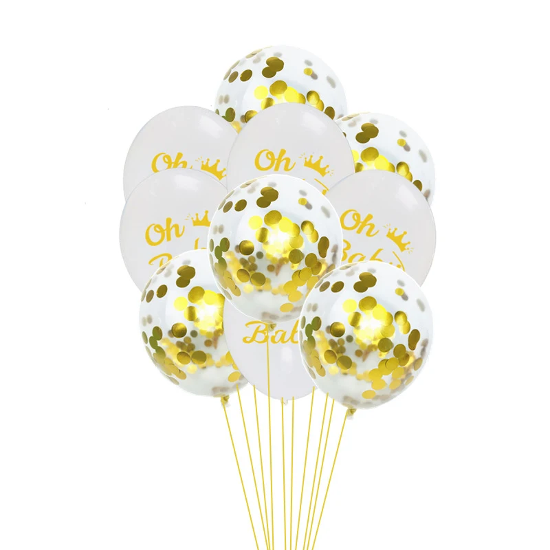 Oh Baby Latex Balloons Gender Reveal Baby Shower Party Decoration Rose Gold Oh Baby Gold Glitter Banner Birthday Supplies