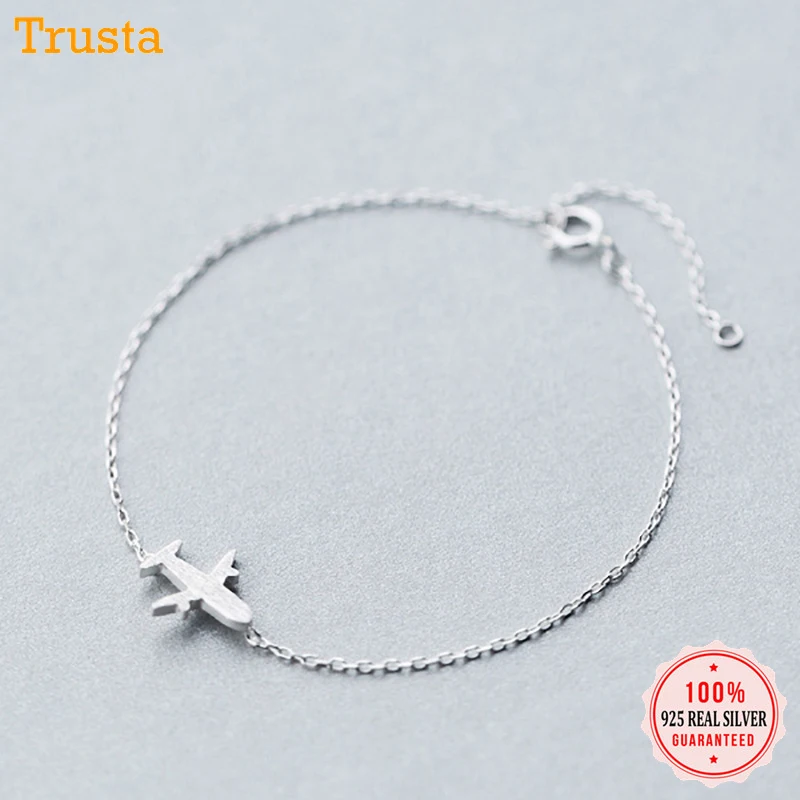 

Trusta 100% 925 Solid Sterling Silver Fashion Women Jewelry Wire Drawing Plane Bracelet 16cm For Teen Girls LadyGift DS269