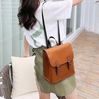

Backpacks Woman 2019 Fashion Neutral Solid Color Shoulder Bag Backpack Students School Travel Bag Outdoor Elegant Backpack