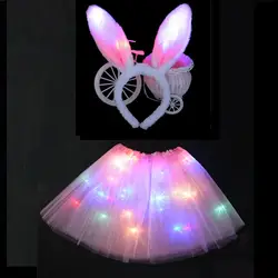 Светодиодный вечерние тонкая проволока пачка с Glow повязки в виде кролика этап Танцы Плюшевый кролик костюм на день рождения