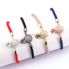 10 шт. Micro Pave CZ ананас браслет Мульти Цвет Регулируемый хлопок веревку цепи Браслеты