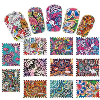 

Professional Full Cover 44Pcs Mandala Water Nail Decals Art Stickers Transfer Wraps Stickers DIY Nail Decor Supplies HJL2018