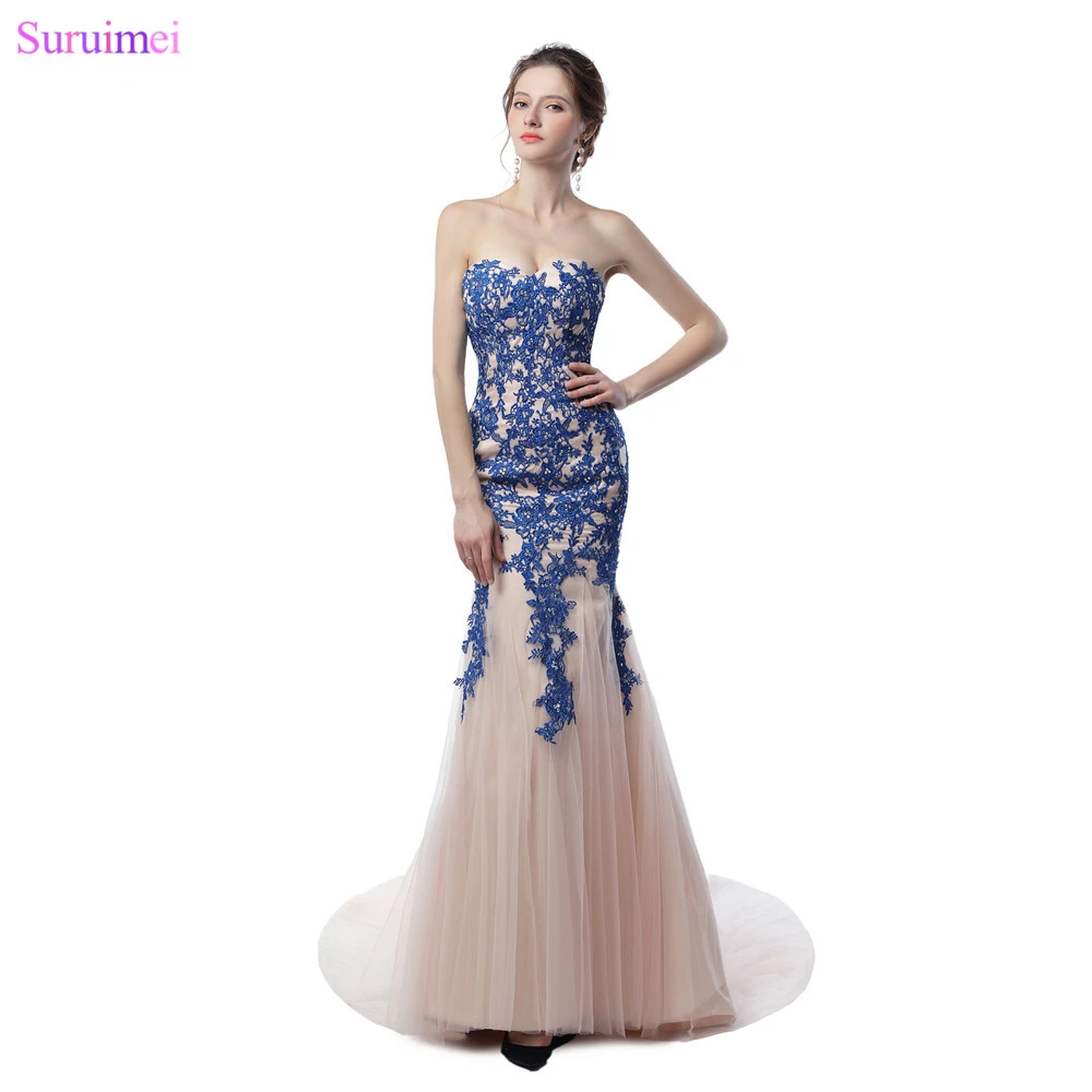 blue color party wear gown