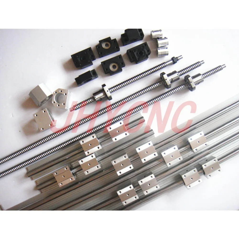 

6 set linear rail SBR16- 400/1000/1000mm+ 3 set ballscrew RM1605- 400/1000/1000mm + 3 BK/BF12+3 Coupling+3 nut housing CNC parts