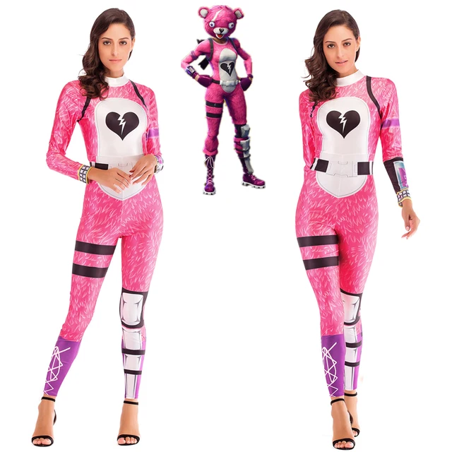 Battle Royale Cuddle Team Leader Cosplay Jumpsuit 3d Print Pink - battle royale cuddle team leader cosplay jumpsuit 3d print pink panda bodysuit women halloween costume