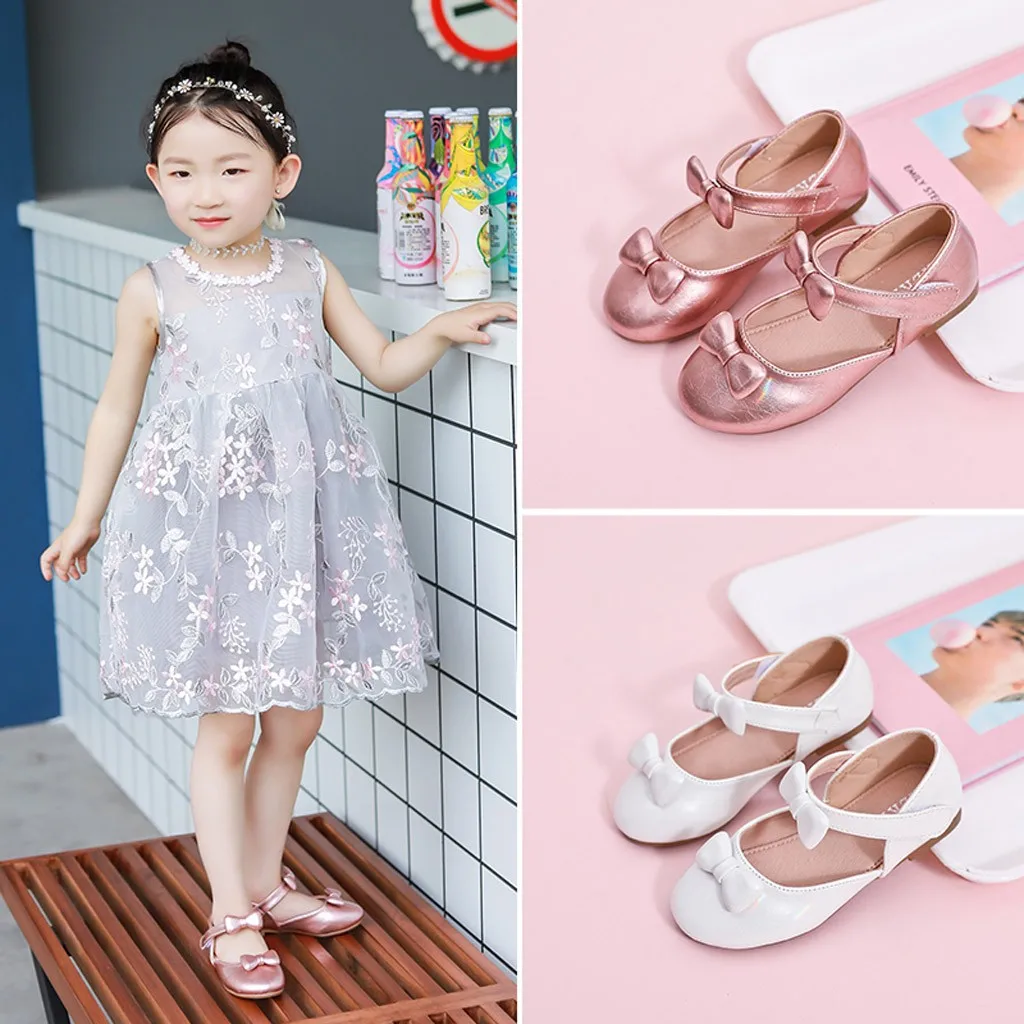 

Baby Girl Bow Princess Soft Sole Shoes Girls Princess Shoes Autumn Flat Soft Shoes Peas Party Casual Shoes #7