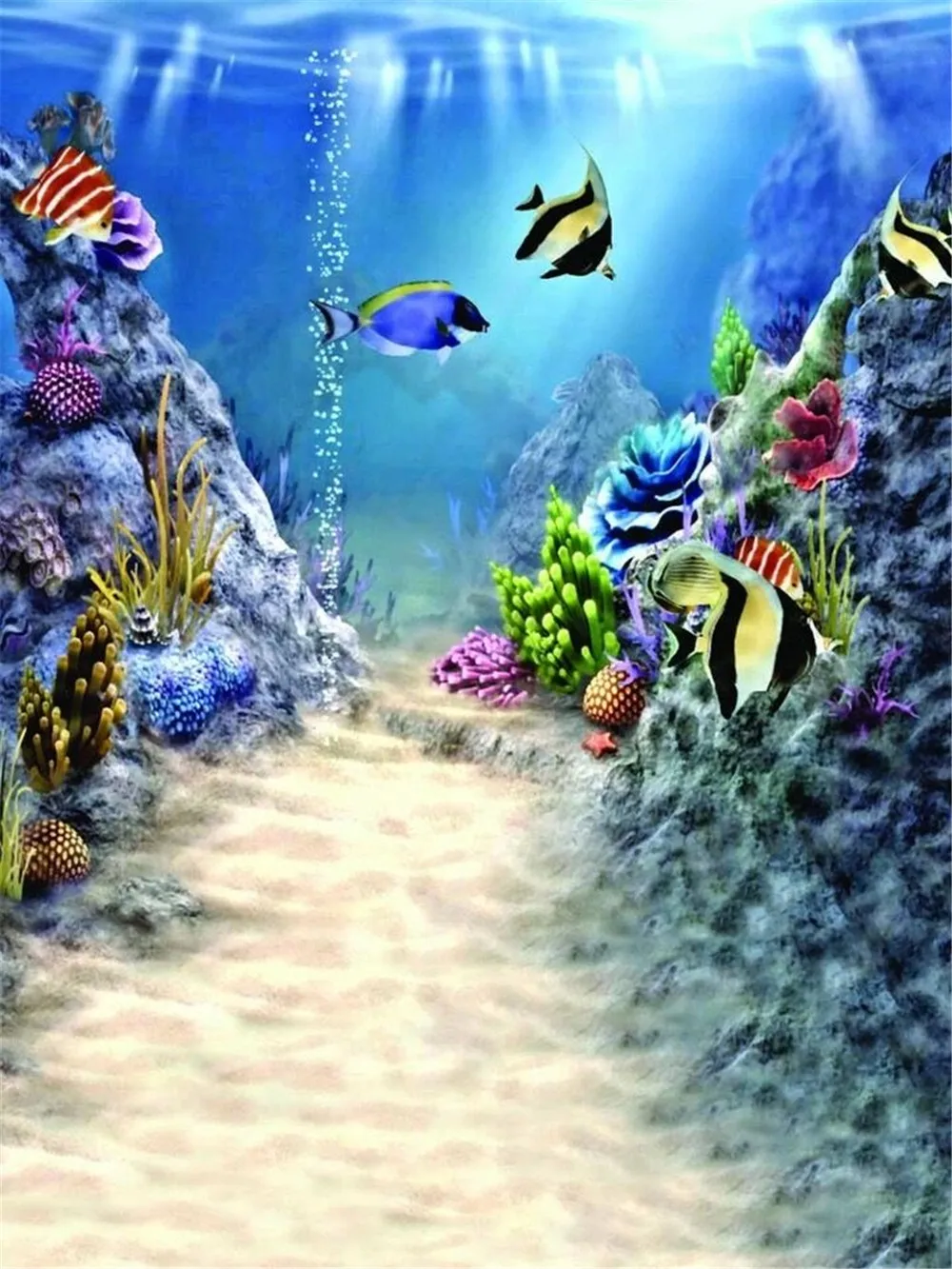 Under the Sea World Photo Background Printed Colorful Fishes Blue Ocean