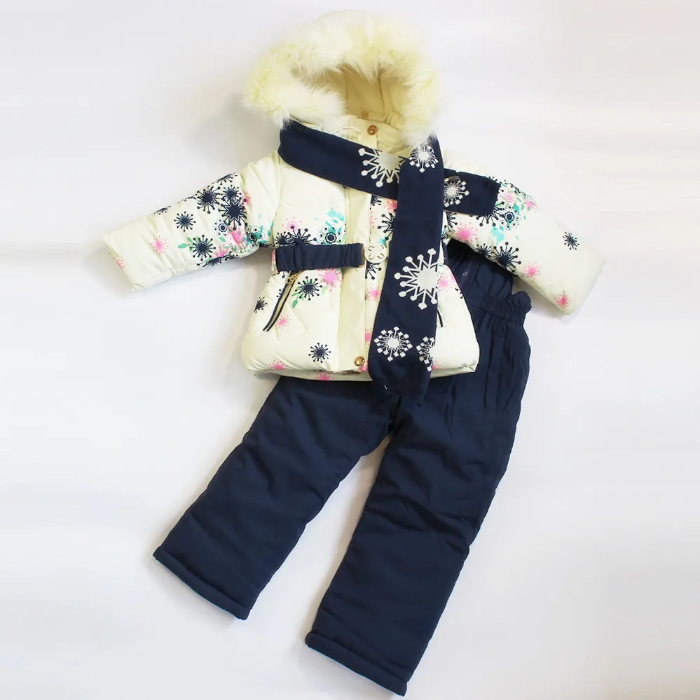 

New Fashion Russia Winter Baby Clothing Sets, 2pcs Kids Snowsuit Children Hooded Jacket Baby Coats Warm Parka Down Out Wear