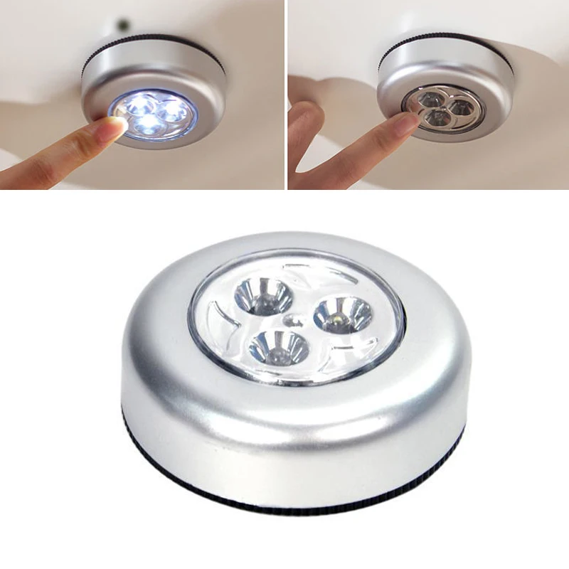 Mini 3 Led Touch Sensor Night Light 3PCS Push Led Wall Lamp Wireless Self-Stick Under Kitchen Cabinets Portable Pathway Stairway 69520