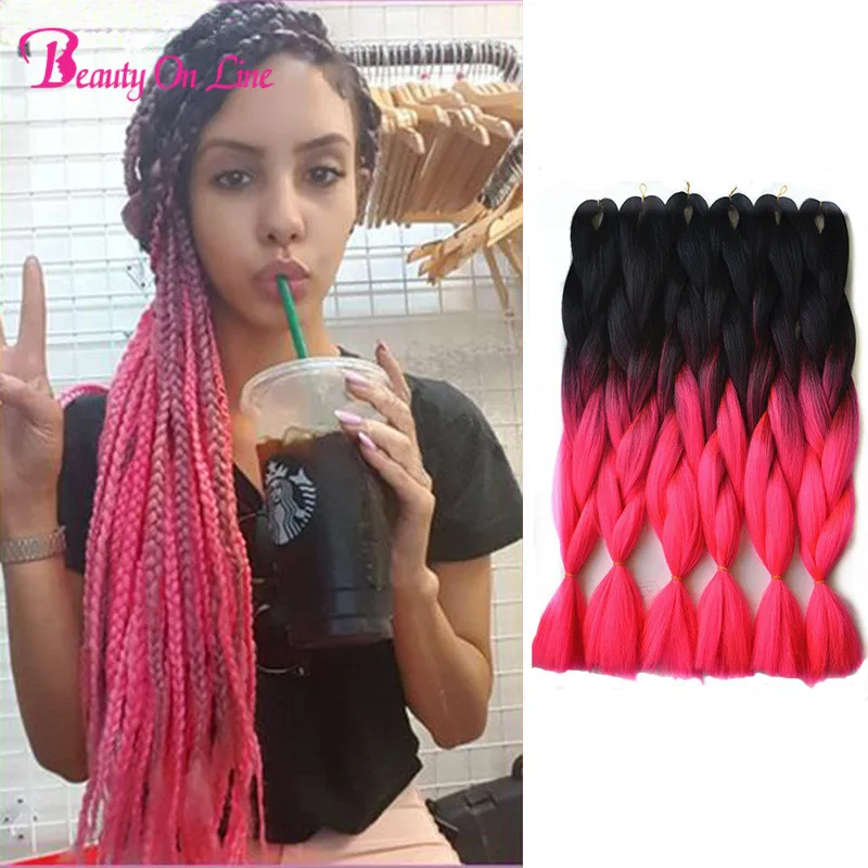 Burgundy Xpression Ombre Kanekalon Braiding Hair Extension 24"Fashion